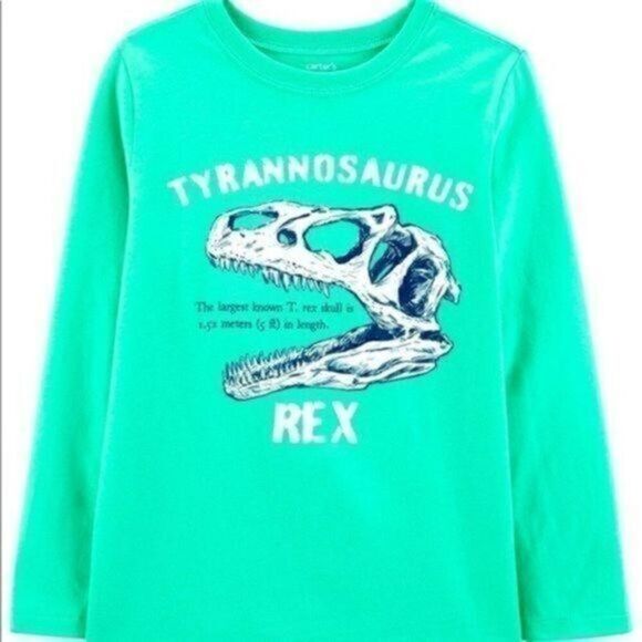Carter’s Kid Boy tee jersey 8 print animal long sleeve mint green NWT - Picture 1 of 10